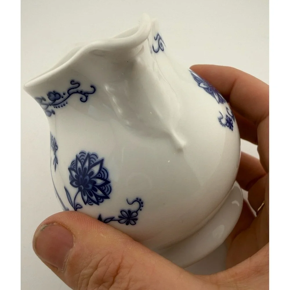 Jellmann Weiden‎ Bavaria W Germany Rose Pattern Creamer Pitcher Blue White